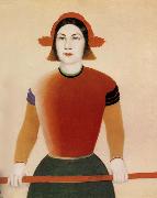 Kasimir Malevich The girl with red stick oil painting on canvas